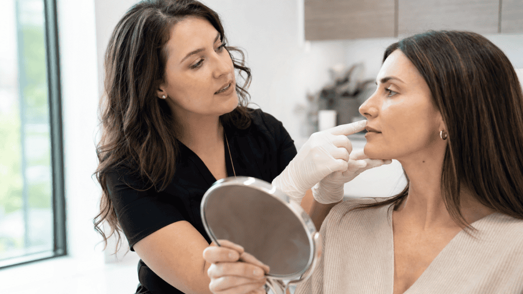 Botox injector Kennesaw GA reviewing facial treatment areas during a personalized aesthetic consultation